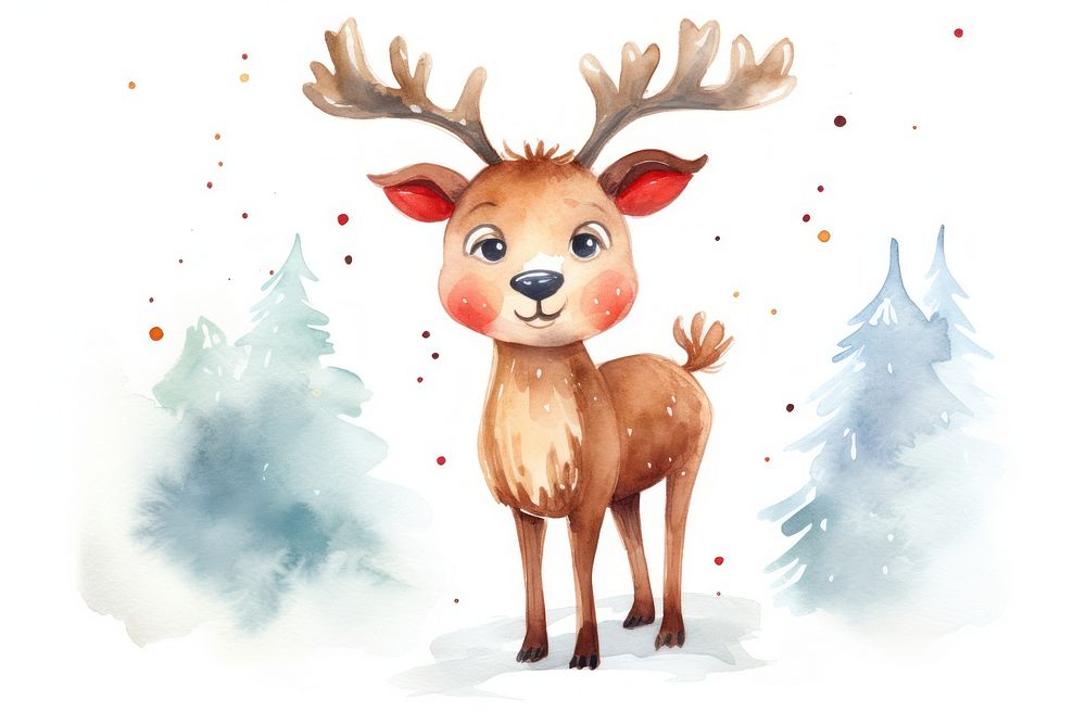 Christmas reindeer christmas cartoon mammal. AI generated Image by rawpixel.