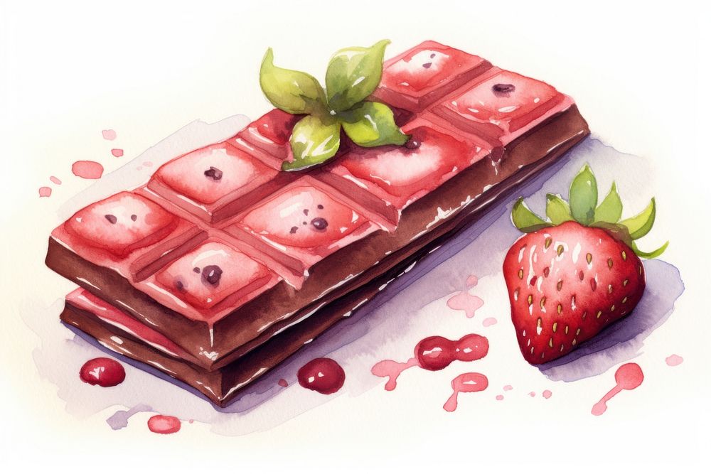 Strawberry chocolate bar dessert fruit food. AI generated Image by rawpixel.