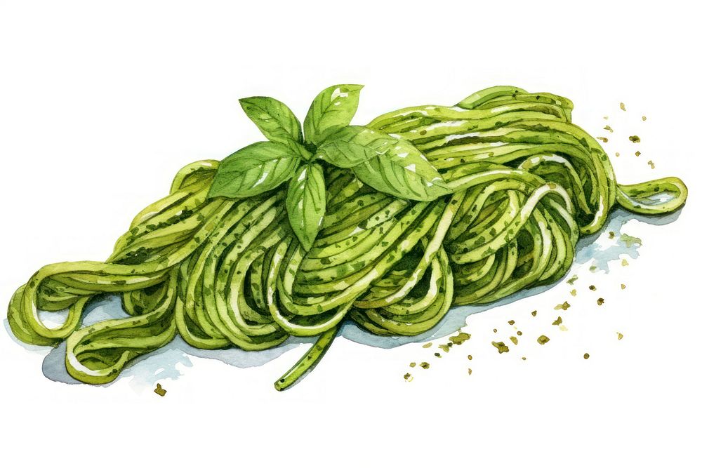 Pesto spaghetti pasta food white background. AI generated Image by rawpixel.