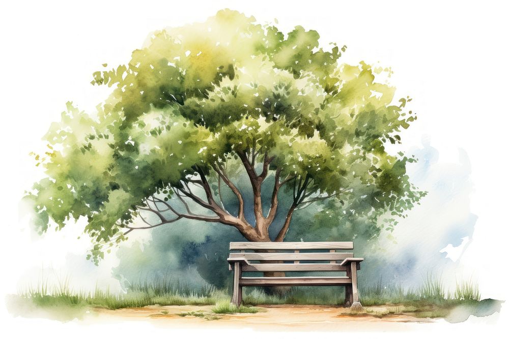 Bench tree outdoors plant. AI generated Image by rawpixel.