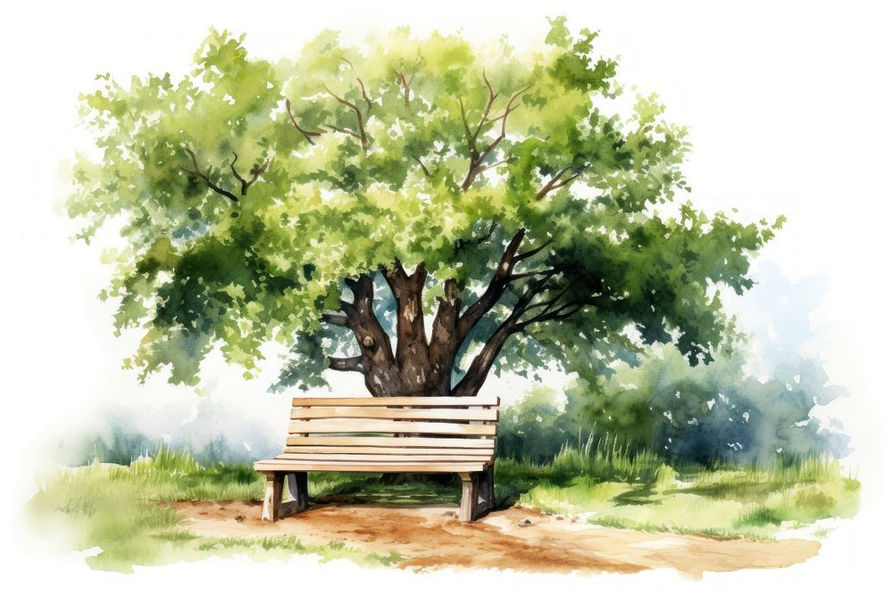 Bench tree outdoors nature. AI generated Image by rawpixel.