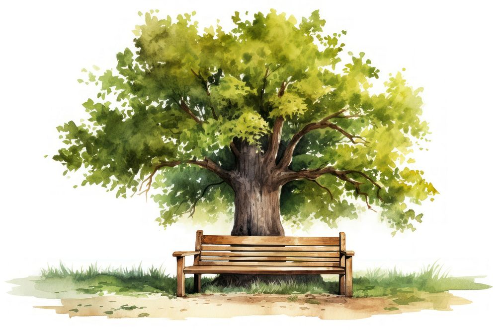 Bench tree furniture plant. AI generated Image by rawpixel.