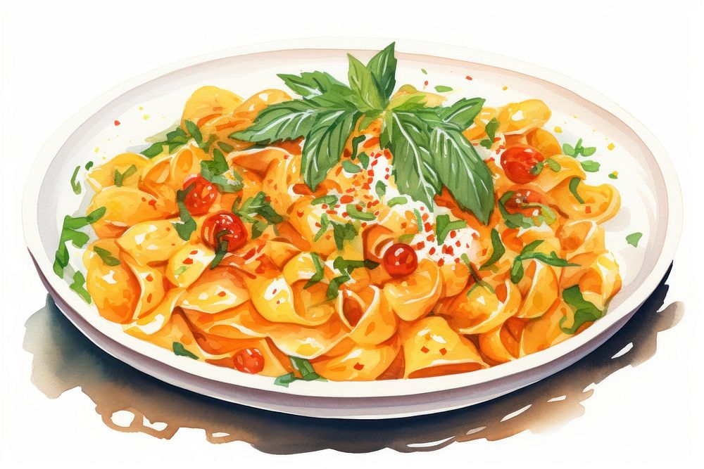 Chicken pasta plate food meal. AI generated Image by rawpixel.
