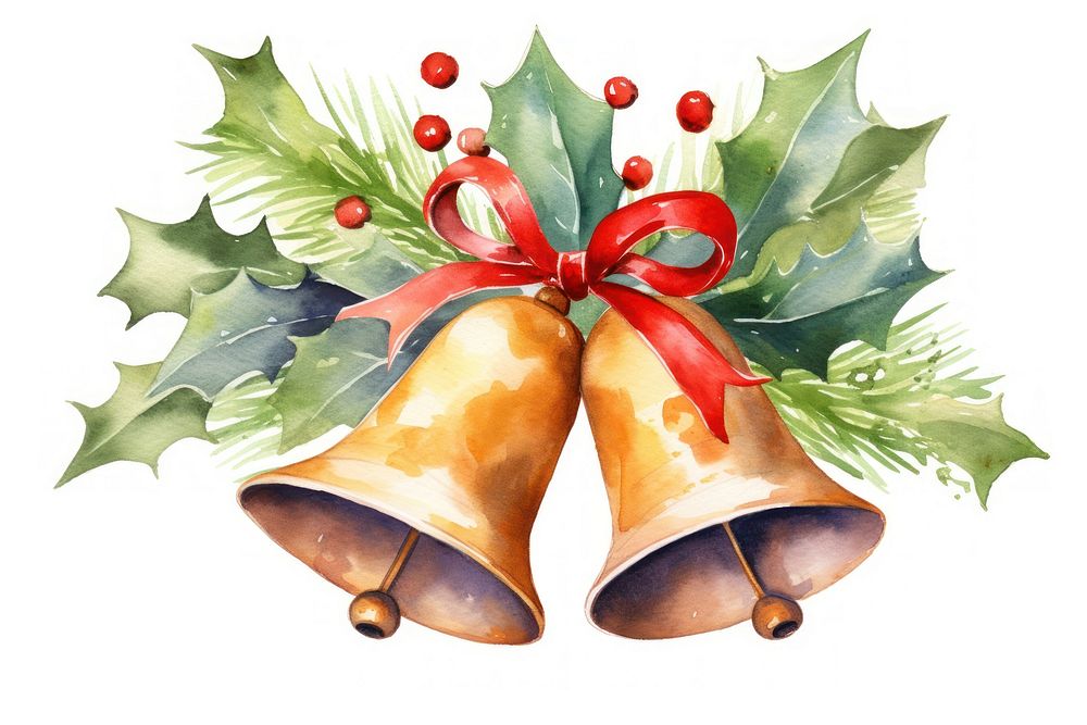 Christmas leaf bell white background. AI generated Image by rawpixel.