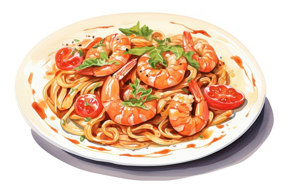Prawn pasta spaghetti seafood shrimp. AI generated Image by rawpixel.