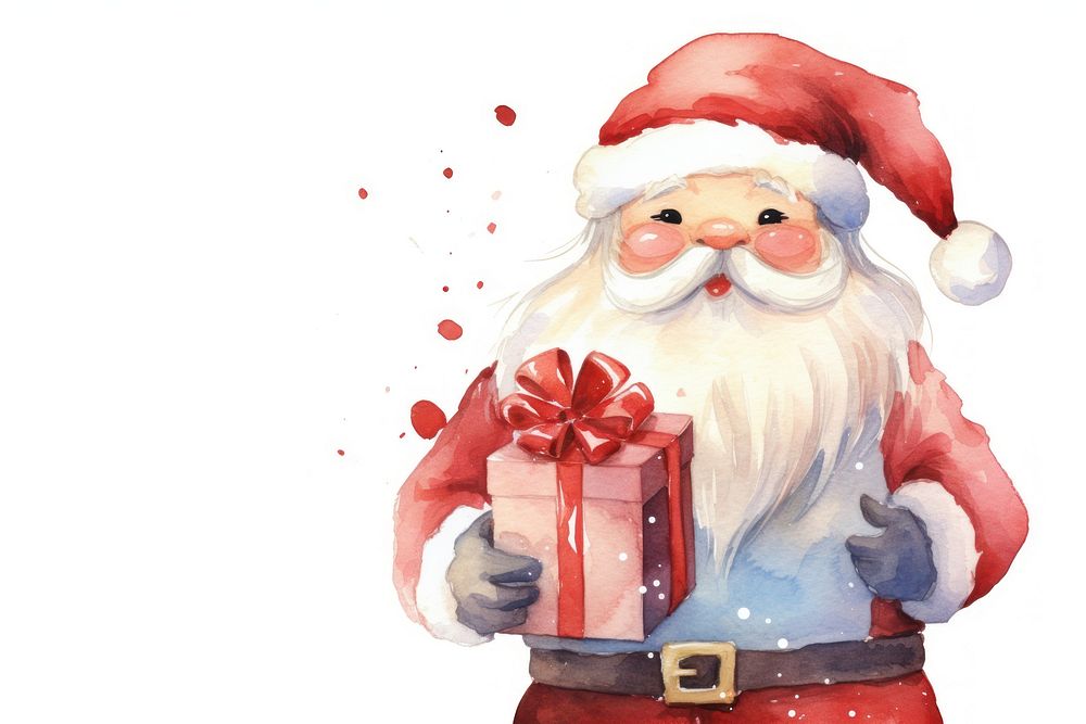 Santa Claus holding a gift box cartoon santa claus celebration. AI generated Image by rawpixel.