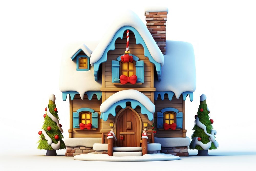 Christmas house christmas white background representation. AI generated Image by rawpixel.
