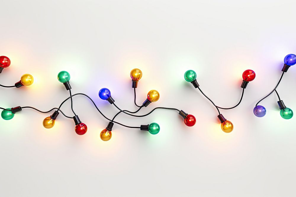Christmas string lights christmas white background illuminated. AI generated Image by rawpixel.