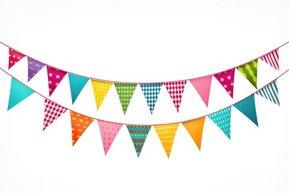 Colorful New Year bunting white background clothesline celebration. AI generated Image by rawpixel.