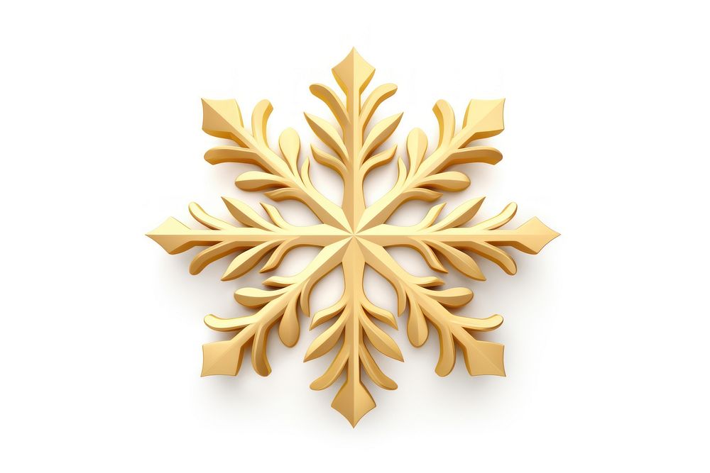 Gold snowflake white leaf white background. AI generated Image by rawpixel.