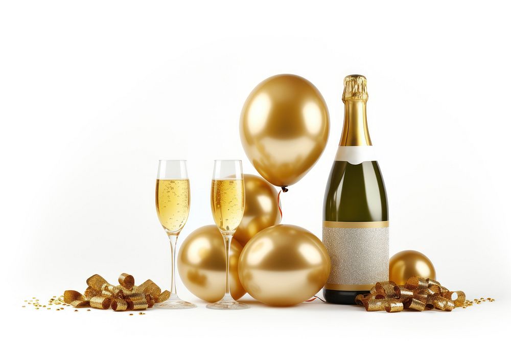 PNG Bottle glass champagne balloon. AI generated Image by rawpixel.