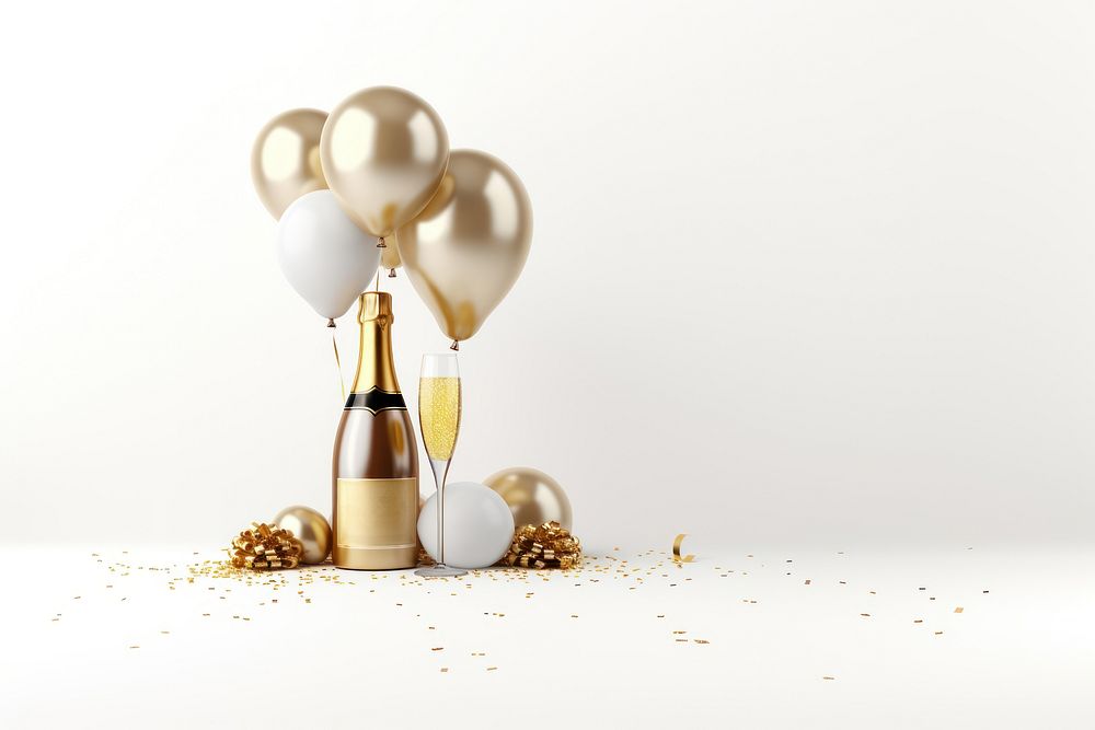 PNG Balloon bottle champagne confetti. AI generated Image by rawpixel.