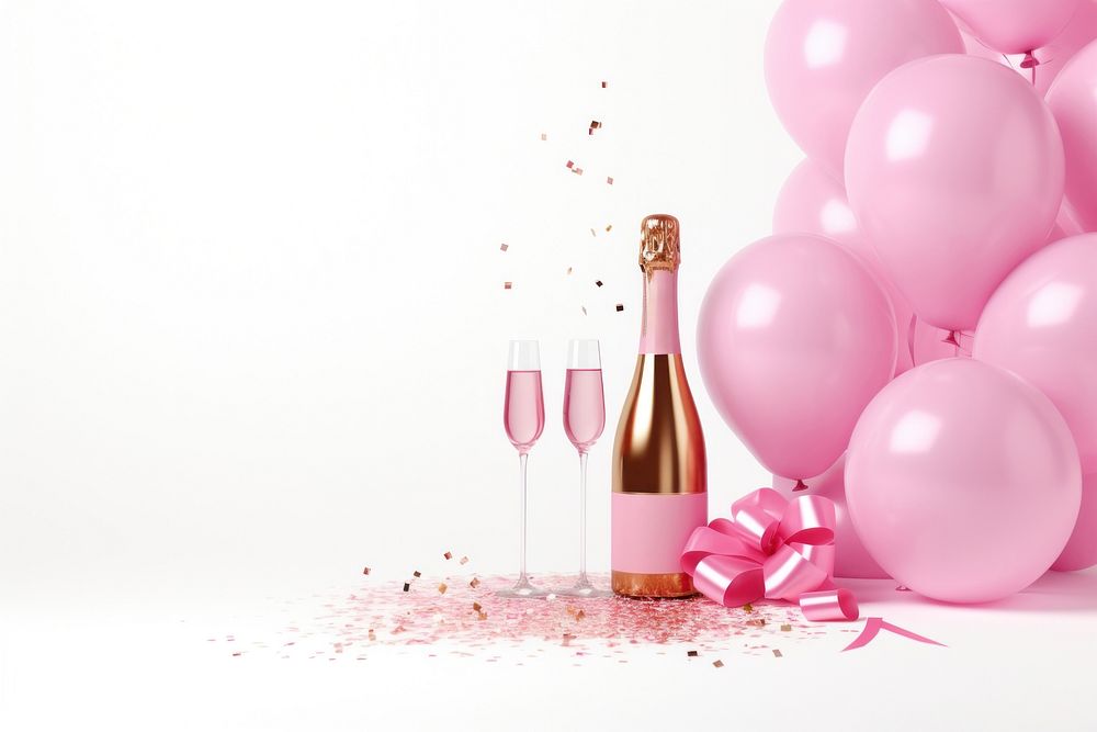PNG Balloon champagne confetti bottle. AI generated Image by rawpixel.