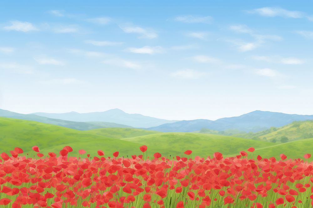 Landscape poppy field backgrounds. AI generated Image by rawpixel.