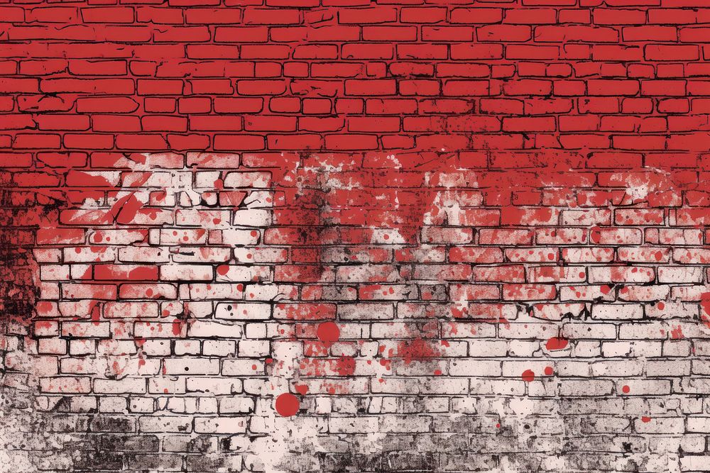 A grunge red brick wall architecture old deterioration. 