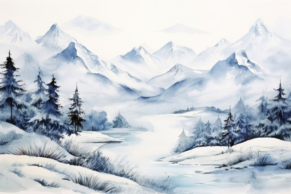 Nature background mountain landscape winter. AI generated Image by rawpixel.