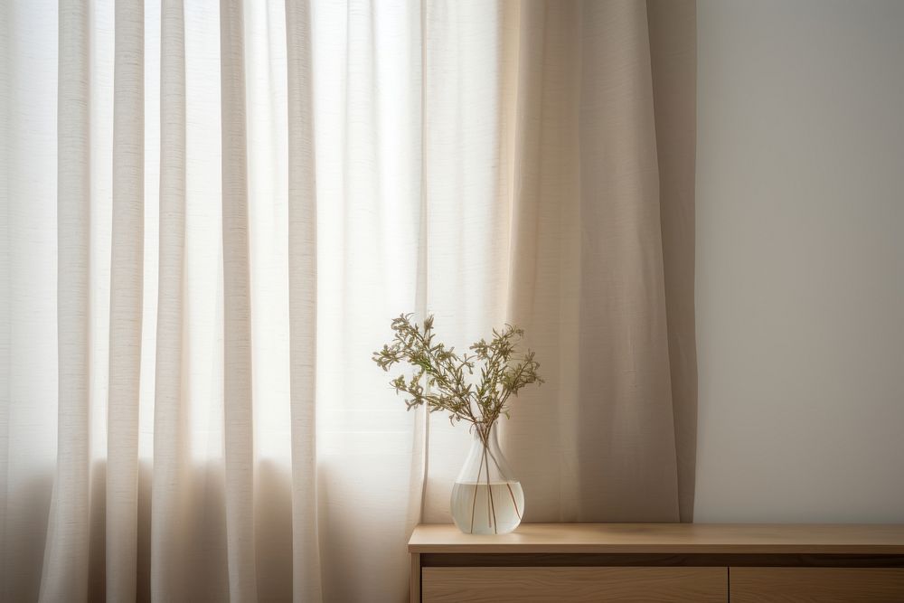 Curtain bedroom window plant. AI generated Image by rawpixel.