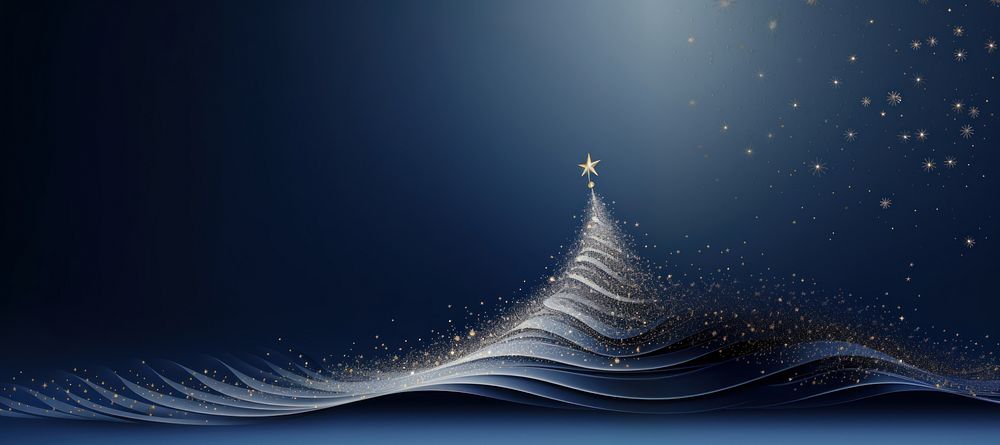 One silver christmas tree nature night wave. AI generated Image by rawpixel.