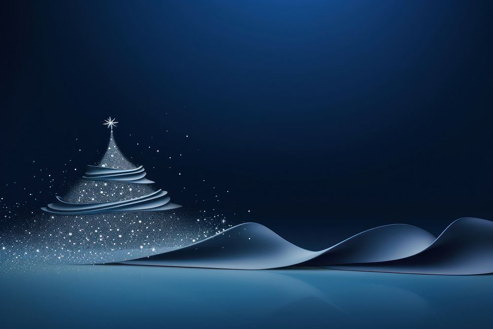 One silver christmas tree nature night blue. AI generated Image by rawpixel.