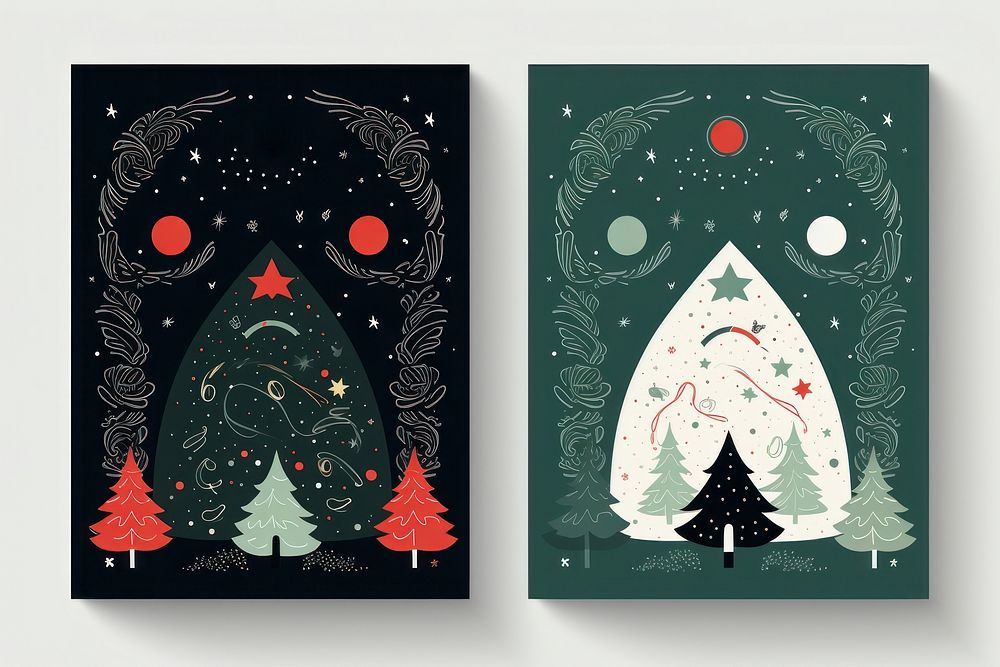 Set greeting cards christmas holiday representation. AI generated Image by rawpixel.
