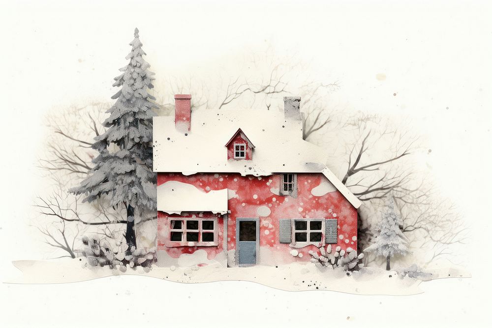 Vintag christmas house snow architecture building. AI generated Image by rawpixel.
