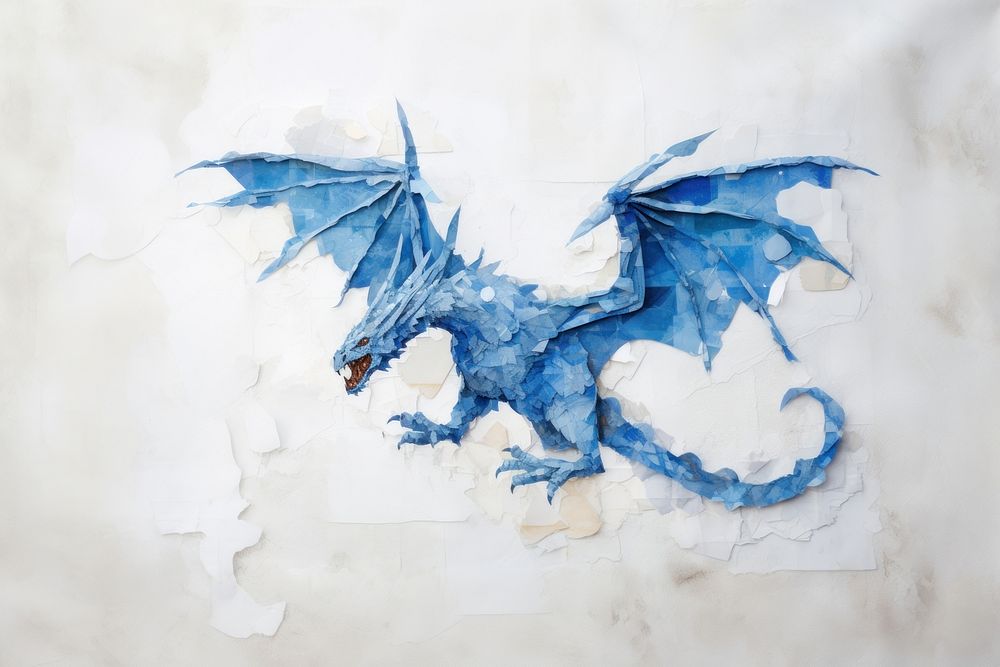 Dragon nature paper blue. AI generated Image by rawpixel.