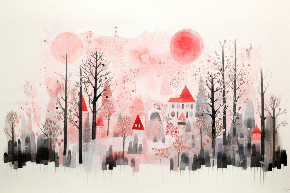 Christmas garden painting outdoors nature. AI generated Image by rawpixel.