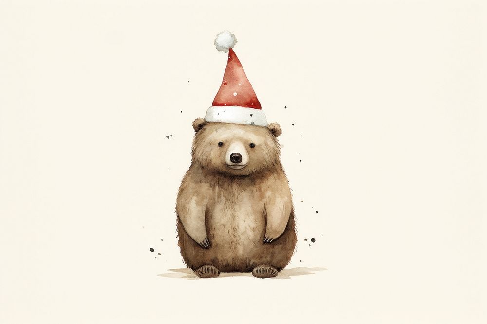 Cute brown bear christmas mammal nature. AI generated Image by rawpixel.