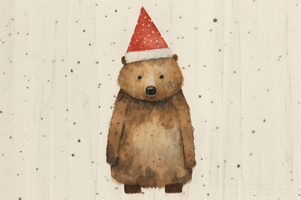 Cute brown bear christmas mammal animal. AI generated Image by rawpixel.