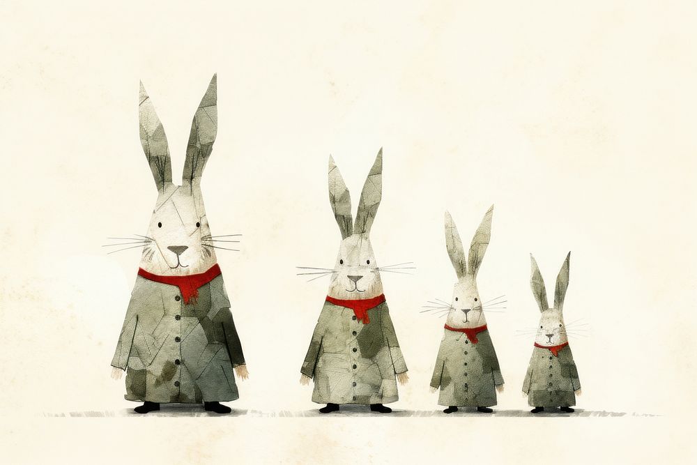Cute family rabbit representation outdoors clothing. AI generated Image by rawpixel.