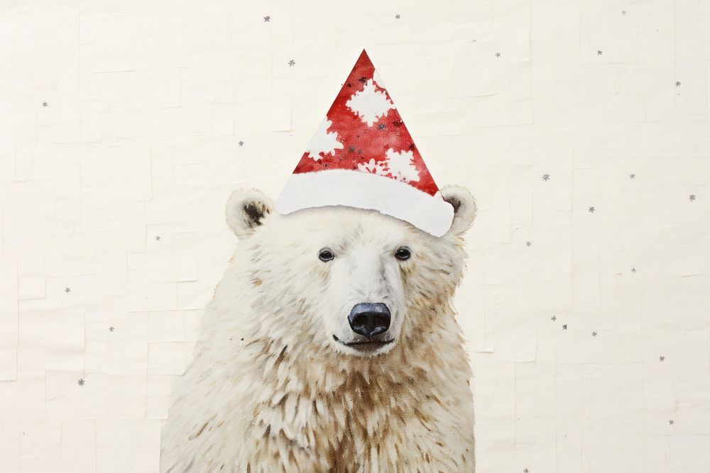 Cute happy white bear christmas mammal animal. AI generated Image by rawpixel.