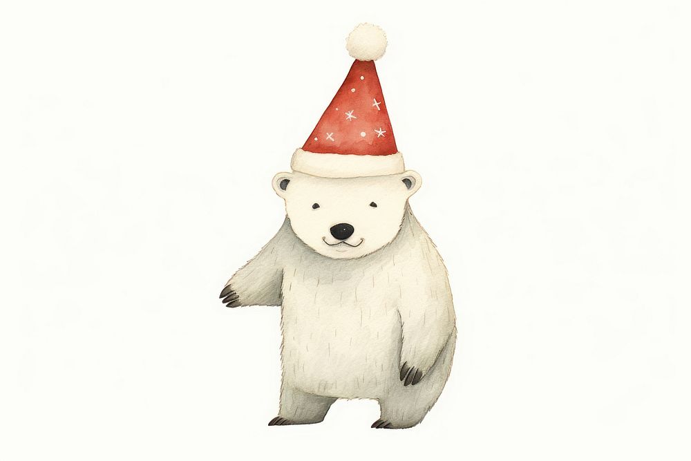 Cute happy white bear christmas snowman hat. AI generated Image by rawpixel.