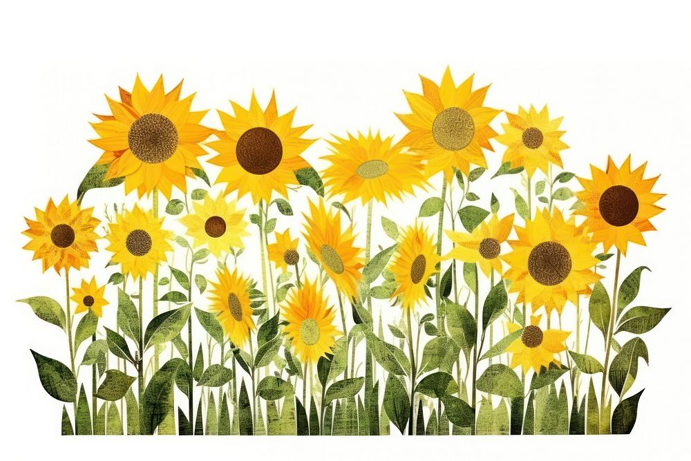 Sunflowers garden cartoon plant white background. AI generated Image by rawpixel.