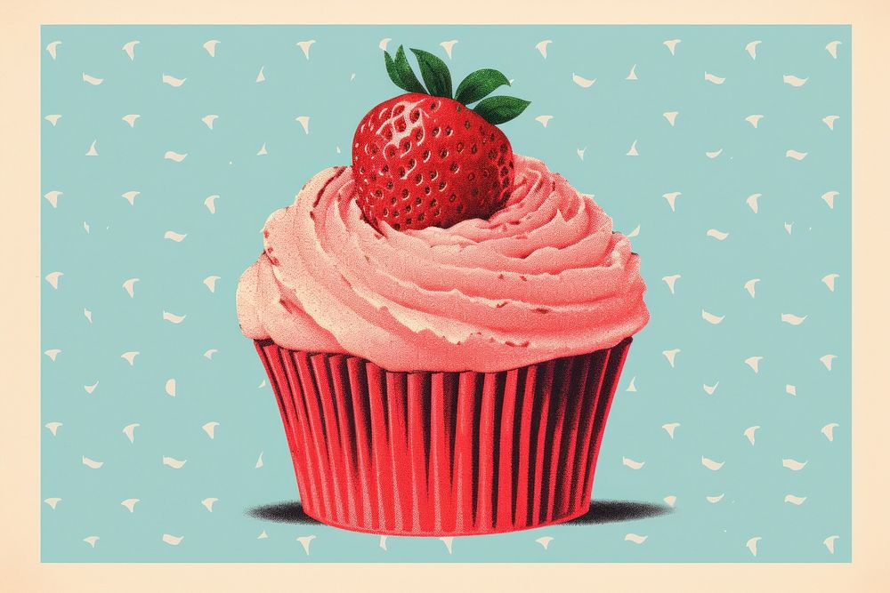 Strawberry cupcake dessert fruit food. AI generated Image by rawpixel.