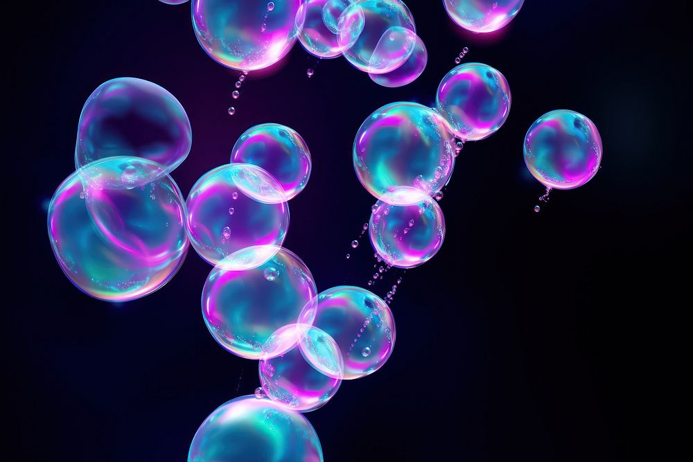 Bubbles floating sphere purple light. AI generated Image by rawpixel.