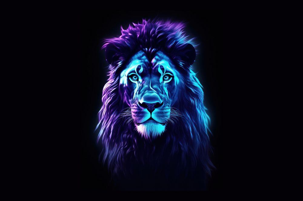 Lion animal mammal illuminated. AI generated Image by rawpixel.
