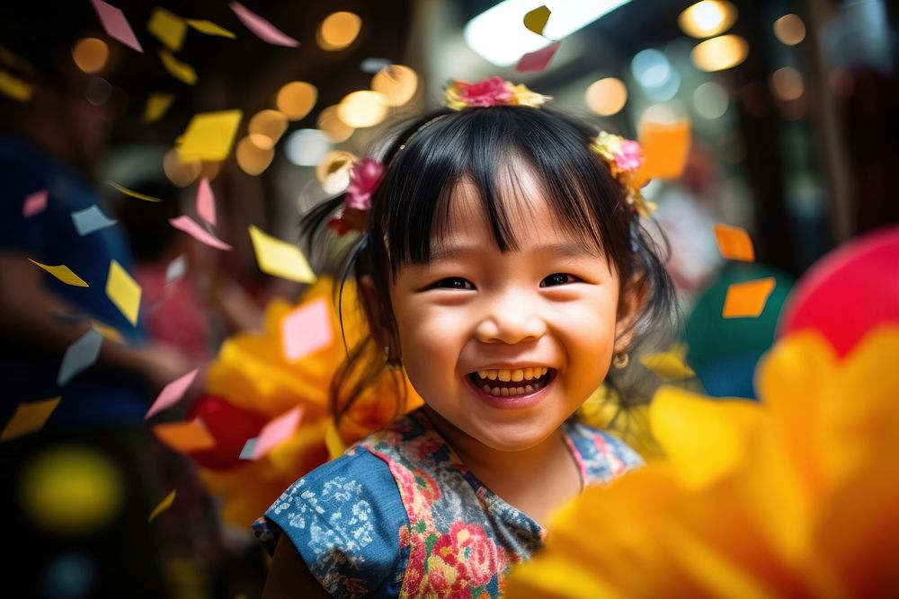 South East Asian girl celebration laughing child. AI generated Image by rawpixel.