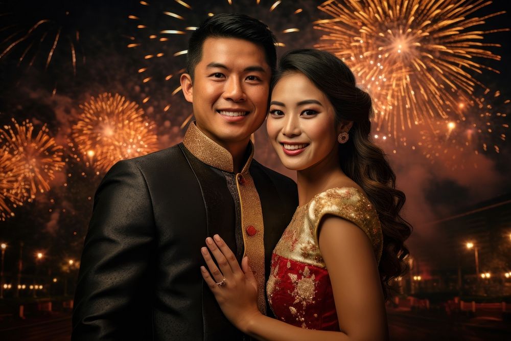 Thai couple celebration portrait wedding. AI generated Image by rawpixel.