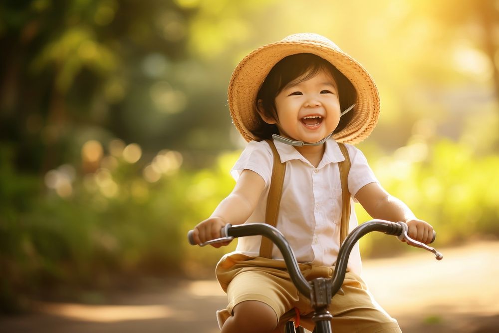 Vietnamese child bicycle riding summer. AI generated Image by rawpixel.