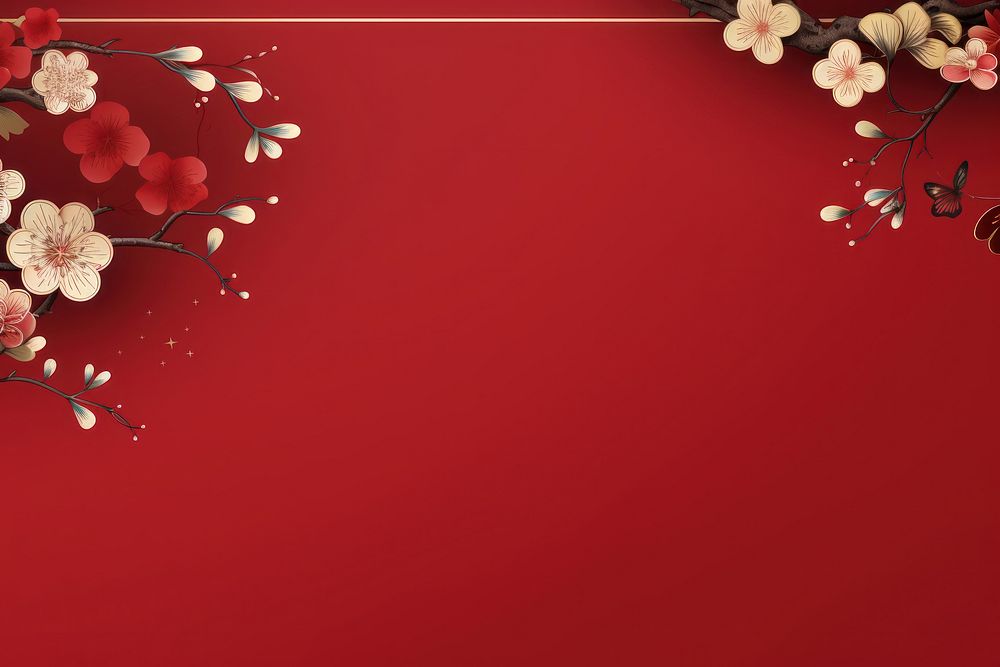 Chinese New Year banner flower petal plant. AI generated Image by rawpixel.