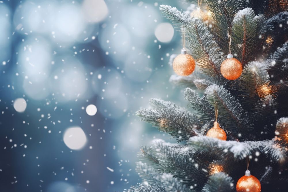 Christmas tree christmas outdoors snow. AI generated Image by rawpixel.