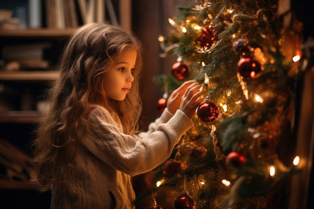 Cuban little girl christmas light child. AI generated Image by rawpixel.