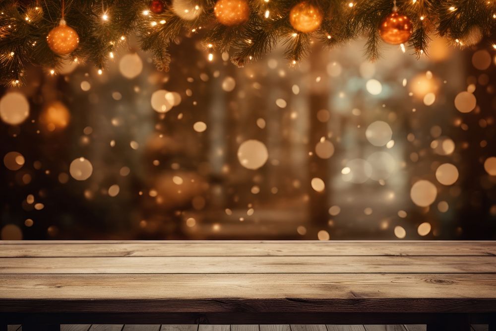 Empty space christmas table wood. AI generated Image by rawpixel.