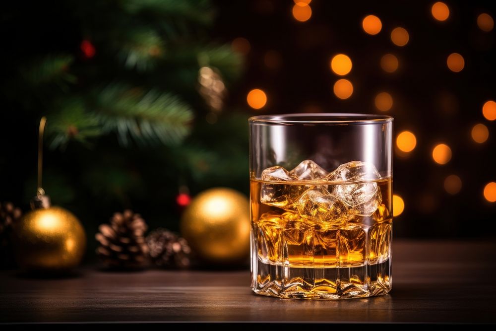 Glass whiskey glass christmas holiday. AI generated Image by rawpixel.