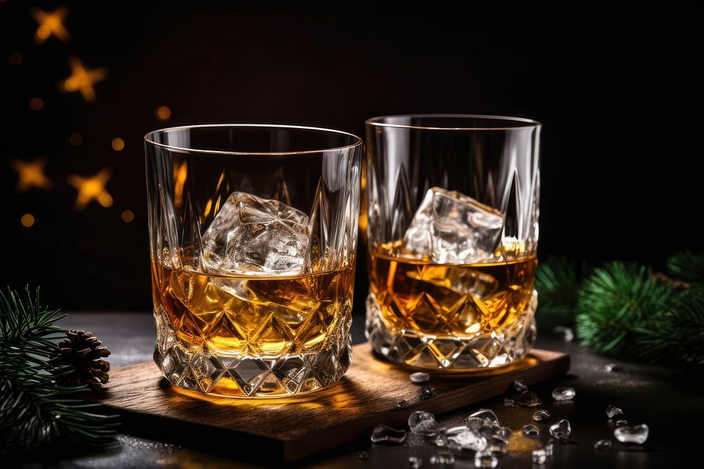 Glass whiskey glass christmas holiday. AI generated Image by rawpixel.