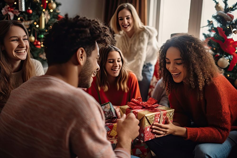 Group friends christmas adult togetherness. AI generated Image by rawpixel.