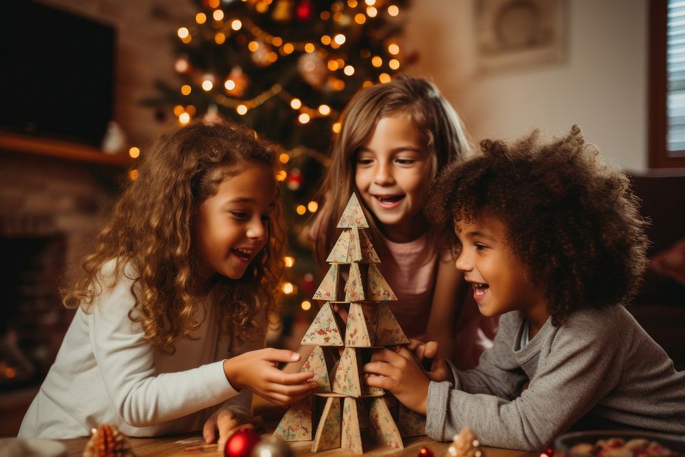 Christmas child kid togetherness. AI generated Image by rawpixel.