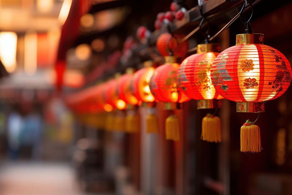 Lanterns festival outdoors chinese new year. AI generated Image by rawpixel.