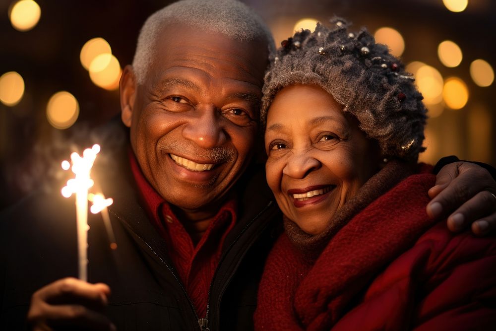 Senior African American couple portrait lighting adult. AI generated Image by rawpixel.