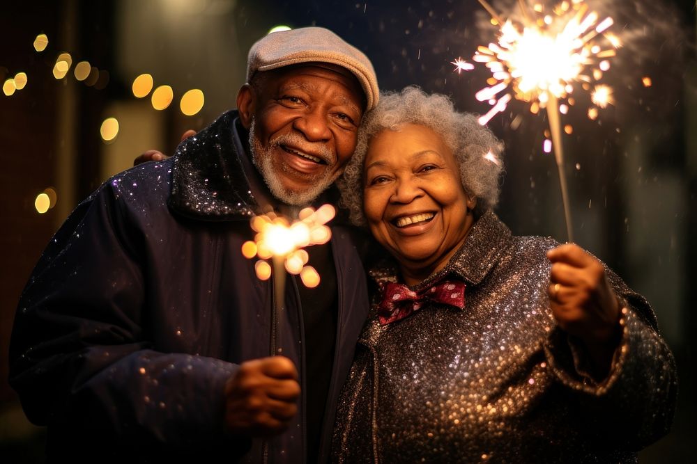 Senior African American couple portrait lighting adult. AI generated Image by rawpixel.
